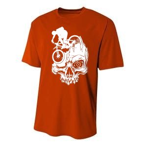 Cool Skull Mountain Biker Illustration Performance Sprint T-Shirt