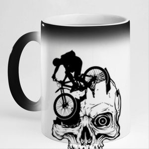 Cool Skull Mountain Biker Illustration 11oz Black Color Changing Mug