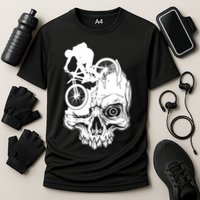 Cool Skull Mountain Biker Illustration Cooling Performance Crew T-Shirt