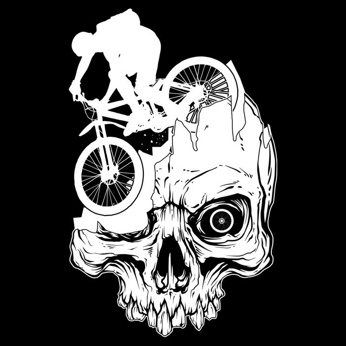 Cool Skull Mountain Biker Illustration Cooling Performance Crew T-Shirt