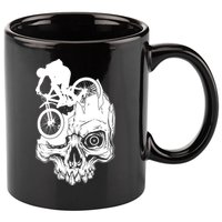 Cool Skull Mountain Biker Illustration 11oz C Handle Ceramic Mug