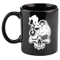 Cool Skull Mountain Biker Illustration 11oz C Handle Ceramic Mug