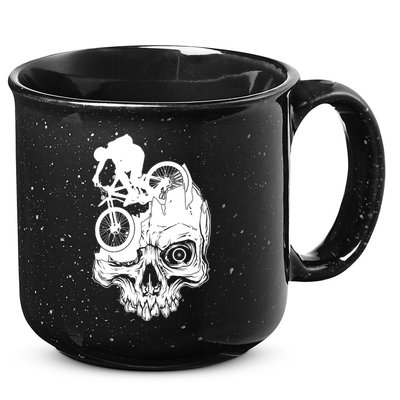 Cool Skull Mountain Biker Illustration 15oz Campfire Ceramic Mug