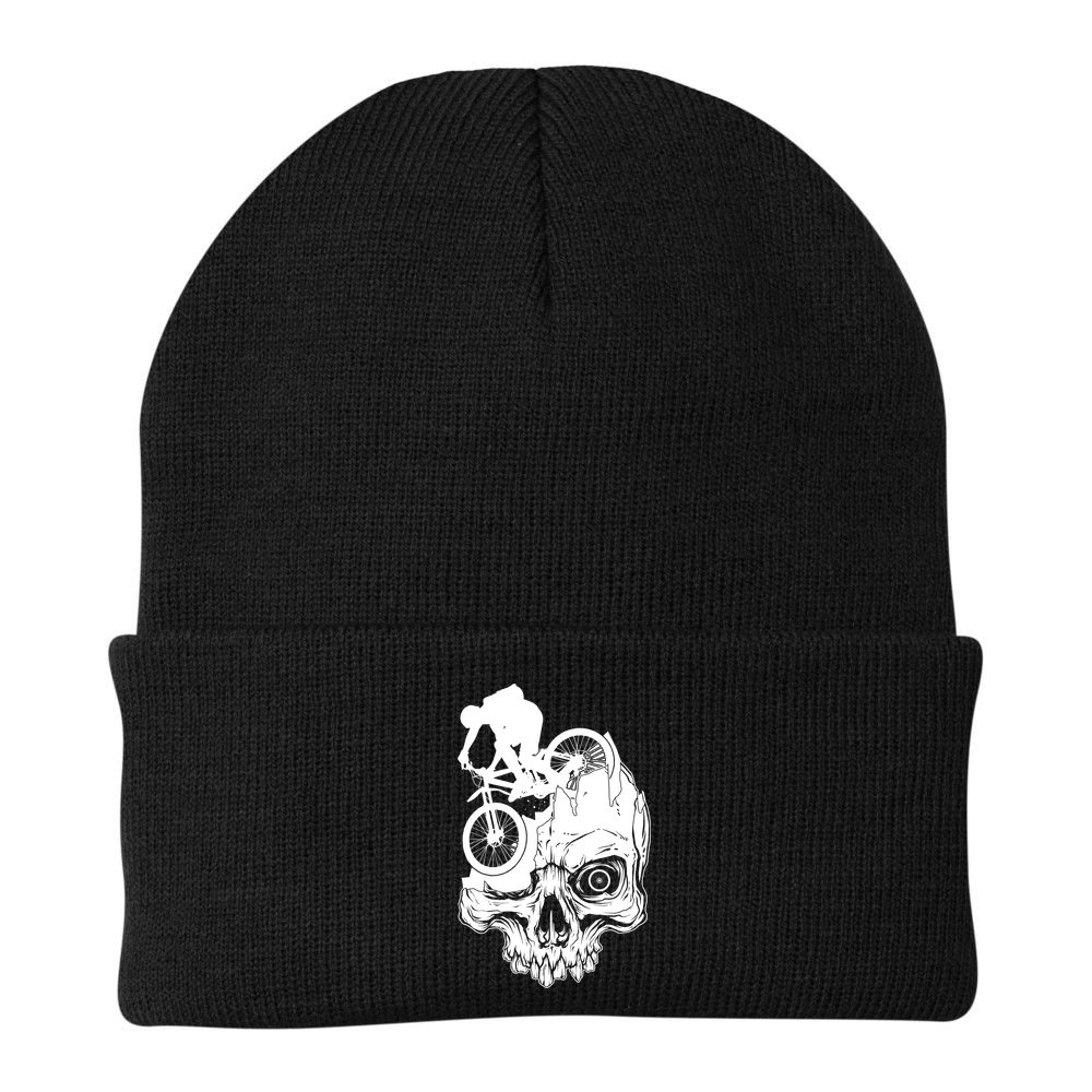 Cool Skull Mountain Biker Illustration Beanie