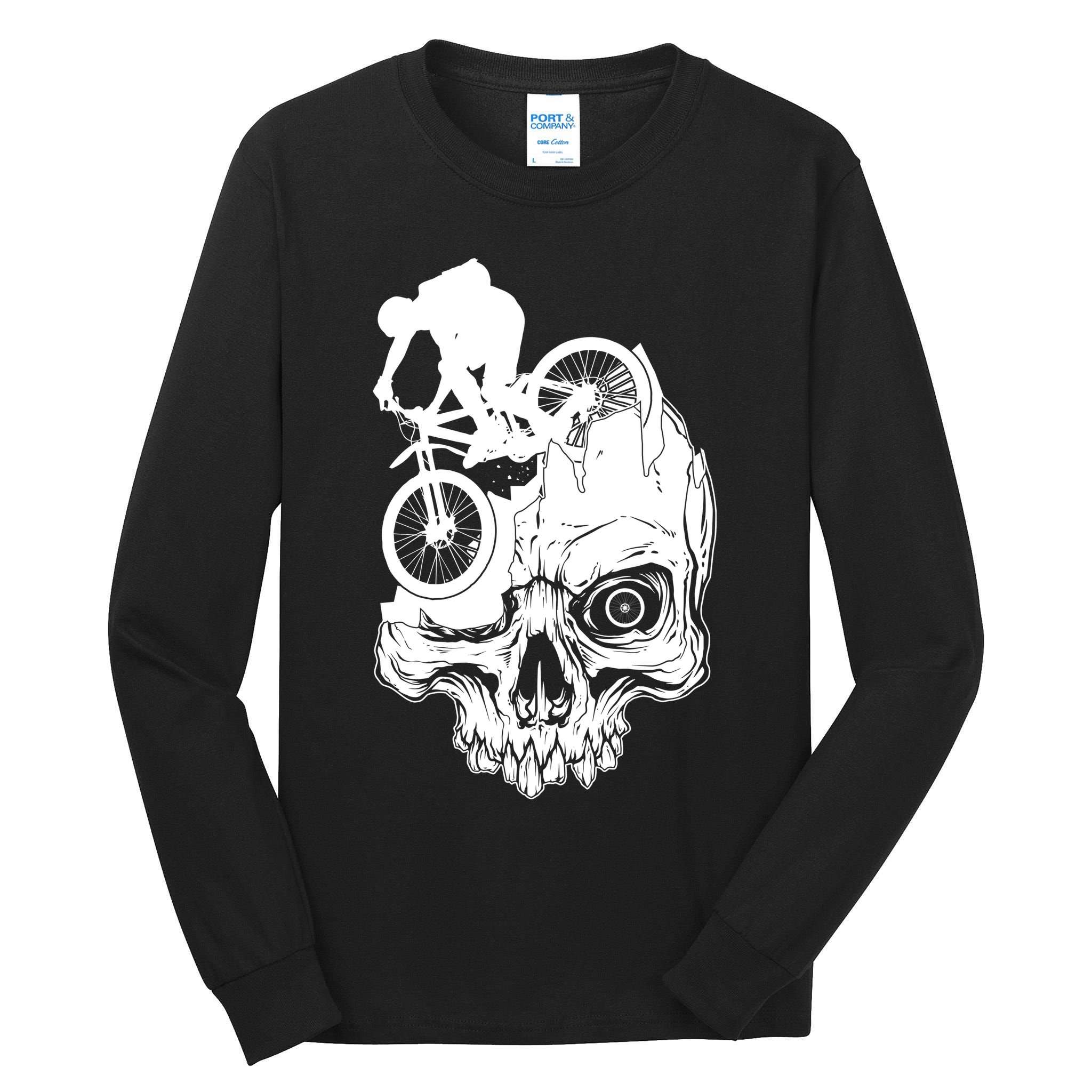 Cool Skull Mountain Biker Illustration Tall Long Sleeve T-Shirt