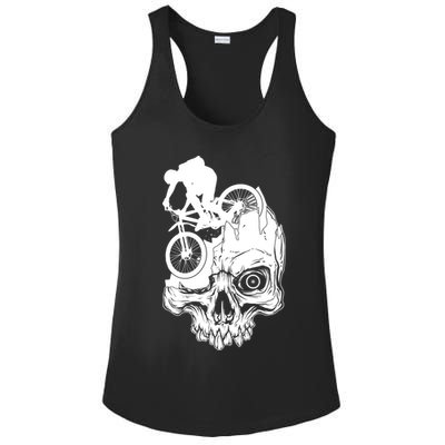 Cool Skull Mountain Biker Illustration Ladies PosiCharge Competitor Racerback Tank