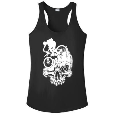 Cool Skull Mountain Biker Illustration Ladies PosiCharge Competitor Racerback Tank