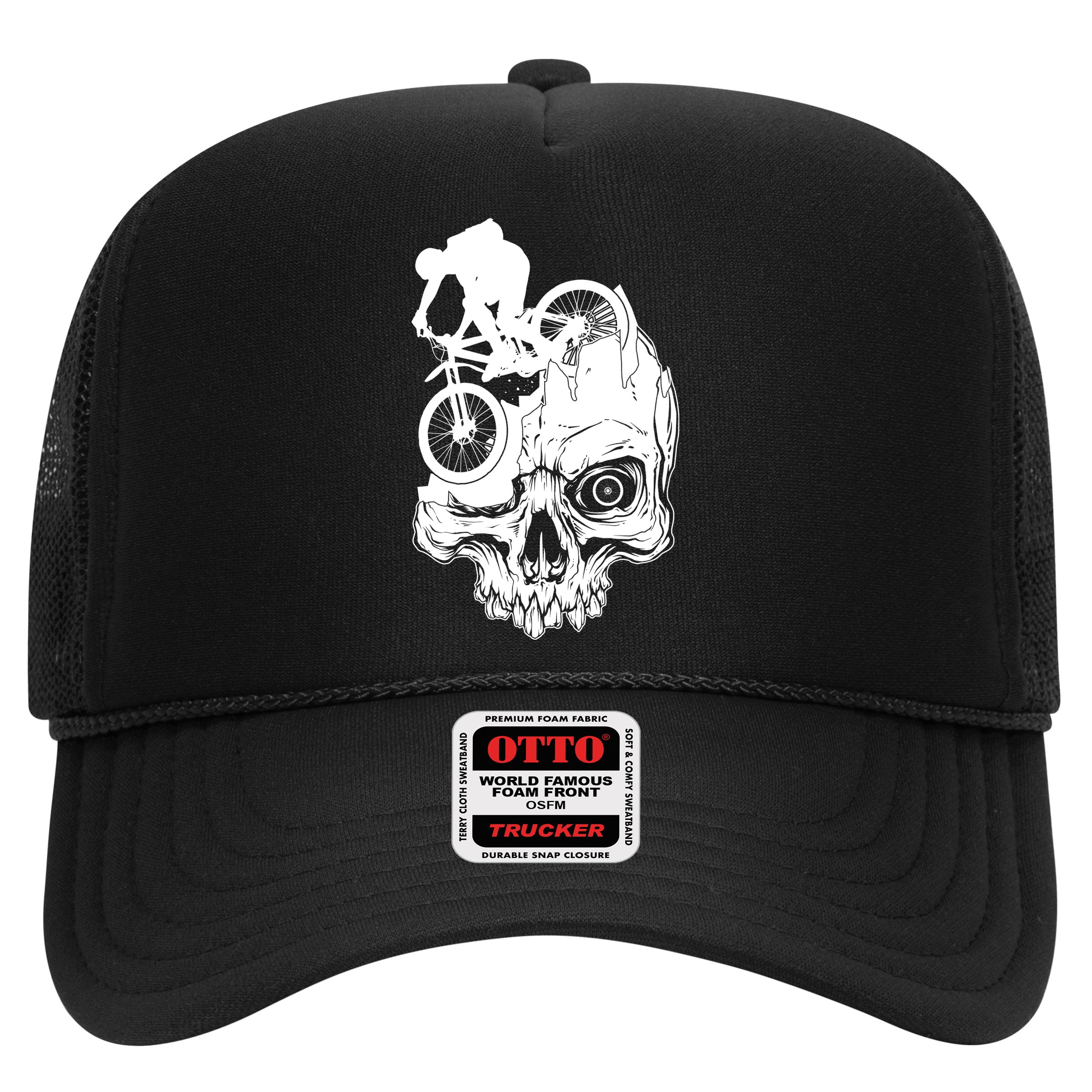 Cool Skull Mountain Biker Illustration Hat