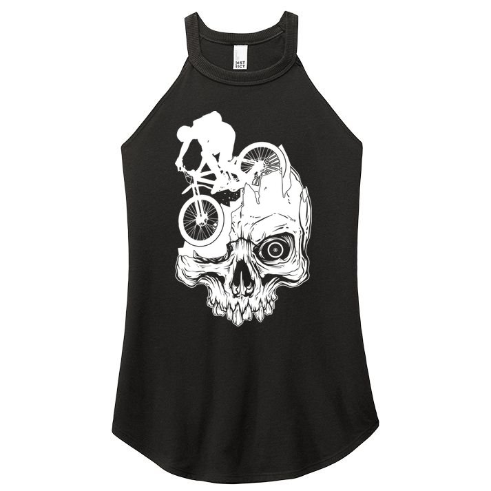 Cool Skull Mountain Biker Illustration Women's Perfect Tri Rocker Tank