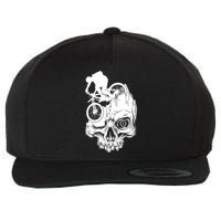 Cool Skull Mountain Biker Illustration Wool Snapback Cap