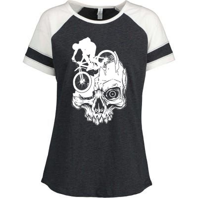 Cool Skull Mountain Biker Illustration Enza Ladies Jersey Colorblock Tee