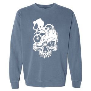 Cool Skull Mountain Biker Illustration Garment-Dyed Sweatshirt