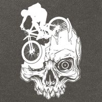 Cool Skull Mountain Biker Illustration Cotton Canvas Backpack