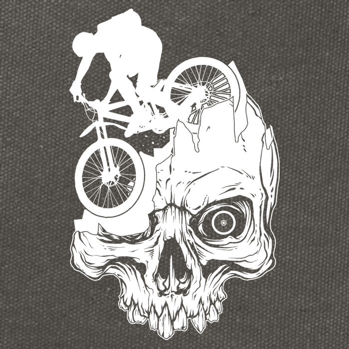 Cool Skull Mountain Biker Illustration Cotton Canvas Backpack