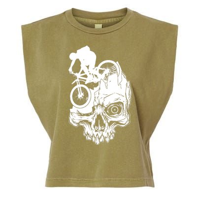 Cool Skull Mountain Biker Illustration Garment-Dyed Women's Muscle Tee