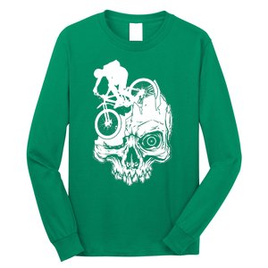 Cool Skull Mountain Biker Illustration Long Sleeve Shirt