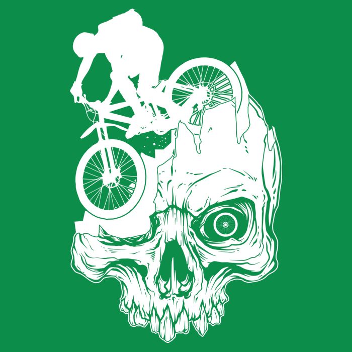 Cool Skull Mountain Biker Illustration Button
