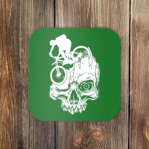 Cool Skull Mountain Biker Illustration Coaster