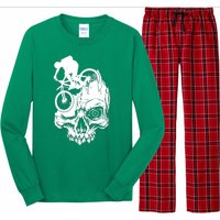 Cool Skull Mountain Biker Illustration Long Sleeve Pajama Set