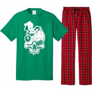 Cool Skull Mountain Biker Illustration Pajama Set