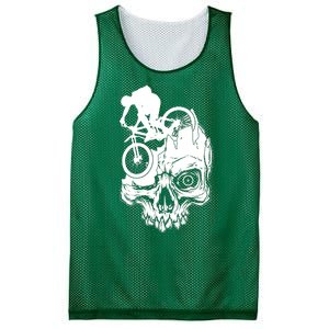 Cool Skull Mountain Biker Illustration Mesh Reversible Basketball Jersey Tank