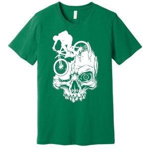 Cool Skull Mountain Biker Illustration Premium T-Shirt