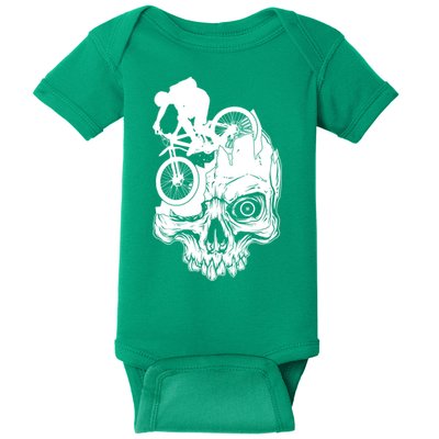 Cool Skull Mountain Biker Illustration Baby Bodysuit