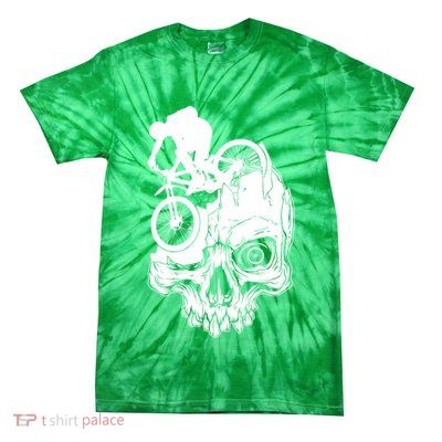 Cool Skull Mountain Biker Illustration Tie-Dye T-Shirt