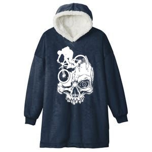 Cool Skull Mountain Biker Illustration Hooded Wearable Blanket