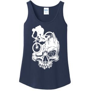 Cool Skull Mountain Biker Illustration Ladies Essential Tank