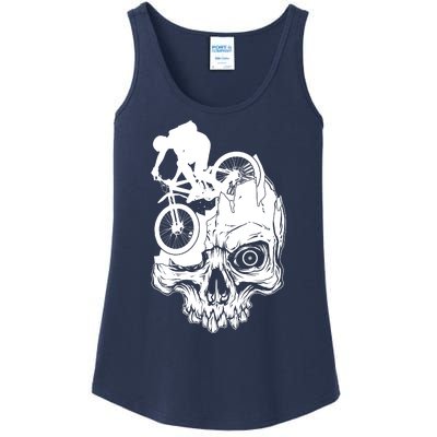 Cool Skull Mountain Biker Illustration Ladies Essential Tank