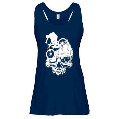 Cool Skull Mountain Biker Illustration Ladies Essential Flowy Tank