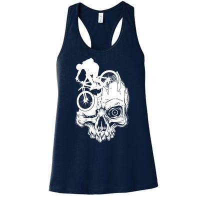 Cool Skull Mountain Biker Illustration Women's Racerback Tank