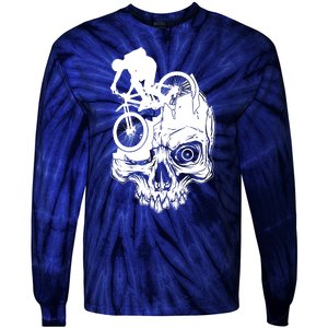 Cool Skull Mountain Biker Illustration Tie-Dye Long Sleeve Shirt