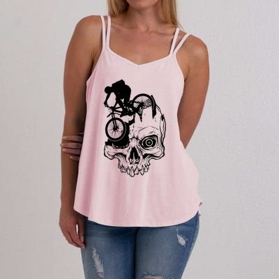 Cool Skull Mountain Biker Illustration Women's Strappy Tank