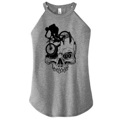 Cool Skull Mountain Biker Illustration Women's Perfect Tri Rocker Tank