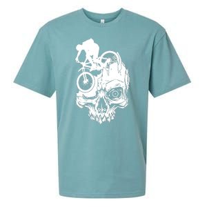 Cool Skull Mountain Biker Illustration Sueded Cloud Jersey T-Shirt