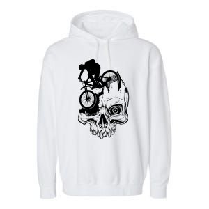 Cool Skull Mountain Biker Illustration Garment-Dyed Fleece Hoodie