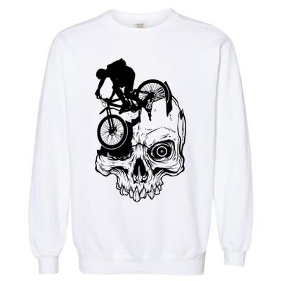 Cool Skull Mountain Biker Illustration Garment-Dyed Sweatshirt