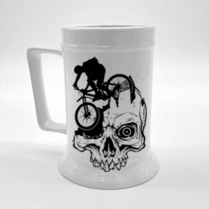 Cool Skull Mountain Biker Illustration Beer Stein