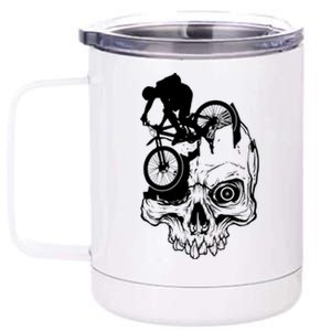 Cool Skull Mountain Biker Illustration 12 oz Stainless Steel Tumbler Cup