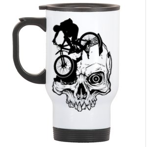 Cool Skull Mountain Biker Illustration Stainless Steel Travel Mug