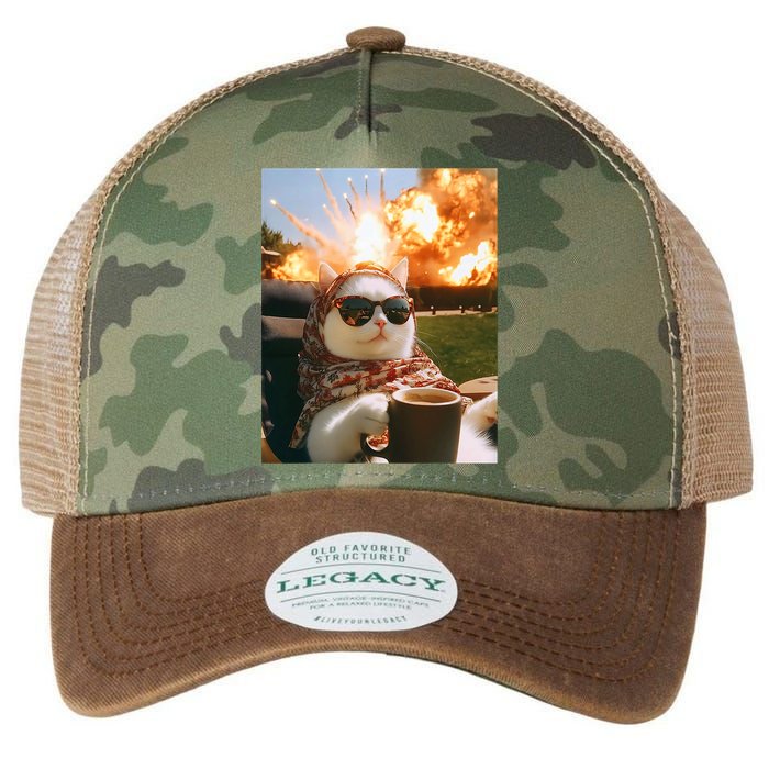 Cat Scarf Meme Drinking Coffee Selfie Chill Explosive Comet  Legacy Tie Dye Trucker Hat