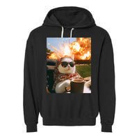 Cat Scarf Meme Drinking Coffee Selfie Chill Explosive Comet  Garment-Dyed Fleece Hoodie