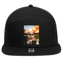 Cat Scarf Meme Drinking Coffee Selfie Chill Explosive Comet  7 Panel Mesh Trucker Snapback Hat
