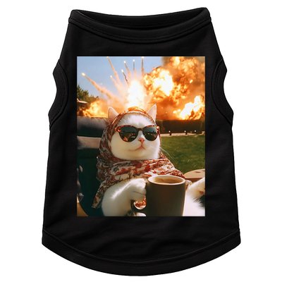 Cat Scarf Meme Drinking Coffee Selfie Chill Explosive Comet  Doggie Tank