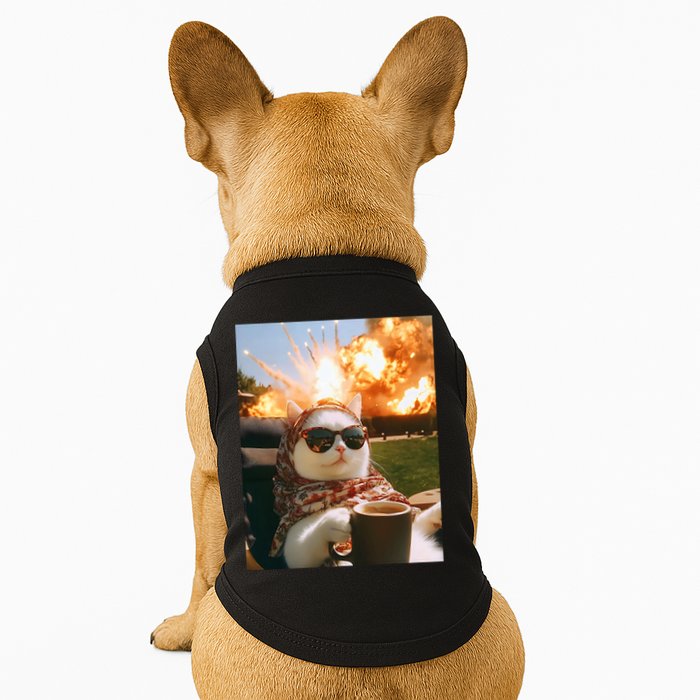 Cat Scarf Meme Drinking Coffee Selfie Chill Explosive Comet  Doggie Tank