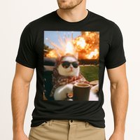 Cat Scarf Meme Drinking Coffee Selfie Chill Explosive Comet  Performance Shirt