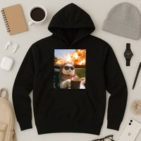 Cat Scarf Meme Drinking Coffee Selfie Chill Explosive Comet  Hoodie
