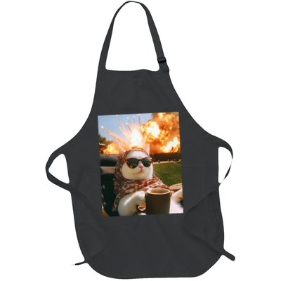 Cat Scarf Meme Drinking Coffee Selfie Chill Explosive Comet  Apron